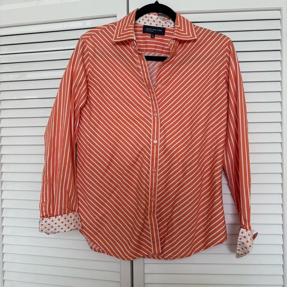 Jones New York Striped Orange Shirt - Picture 2 of 4